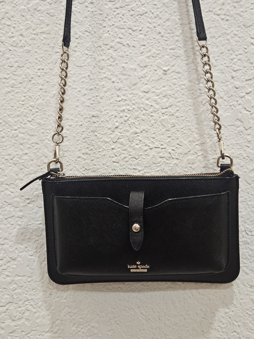 Kate Spade Leather Phone Crossbody Bag Wallet with Chain Strap - Black